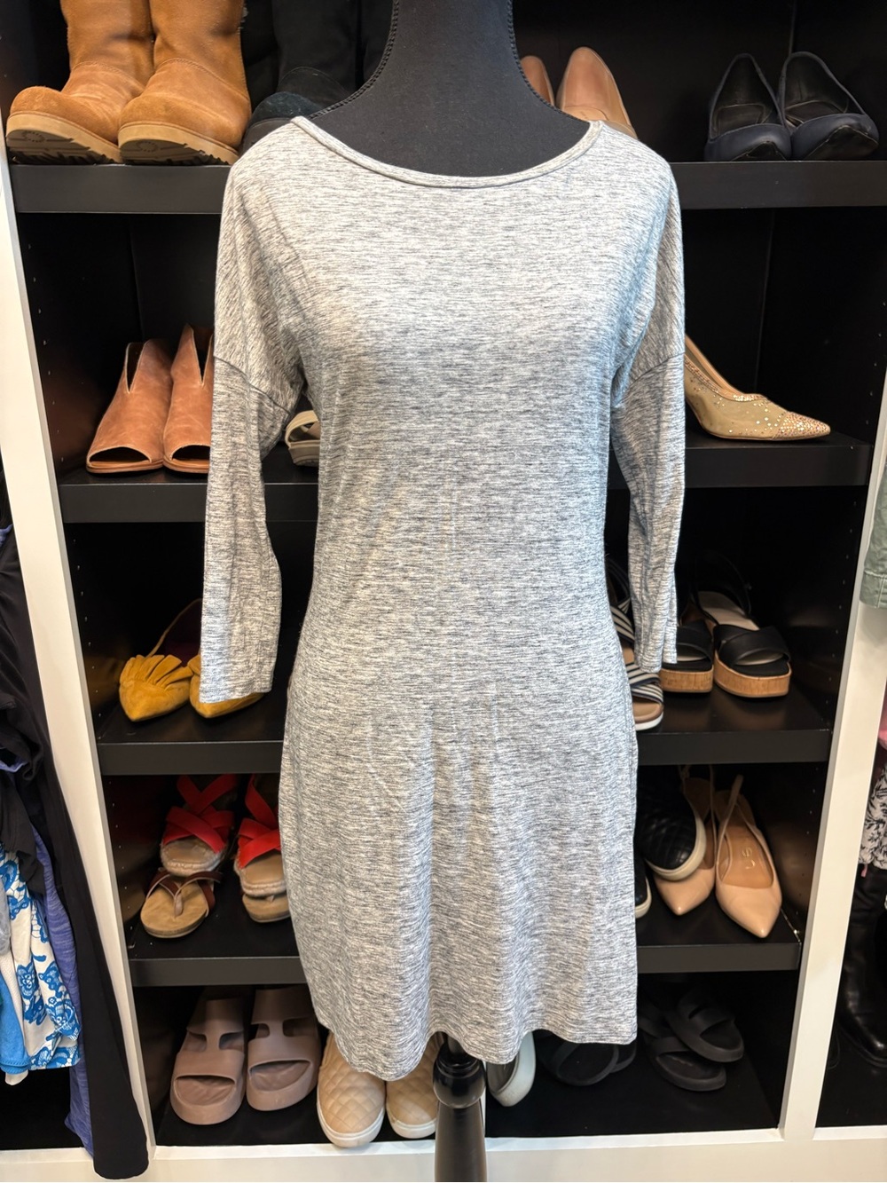 Express Heather Gray Long Sleeve Knit Dress
